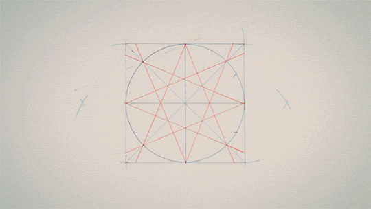 Drawing Patterns A gif showing hands holding a pen and a ruler draw the structure of a pattern derived from Islamic geometry on a piece of paper.